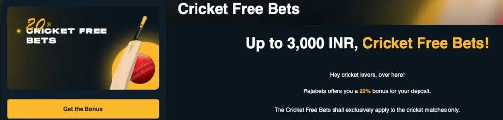 rajabets cricket free bet