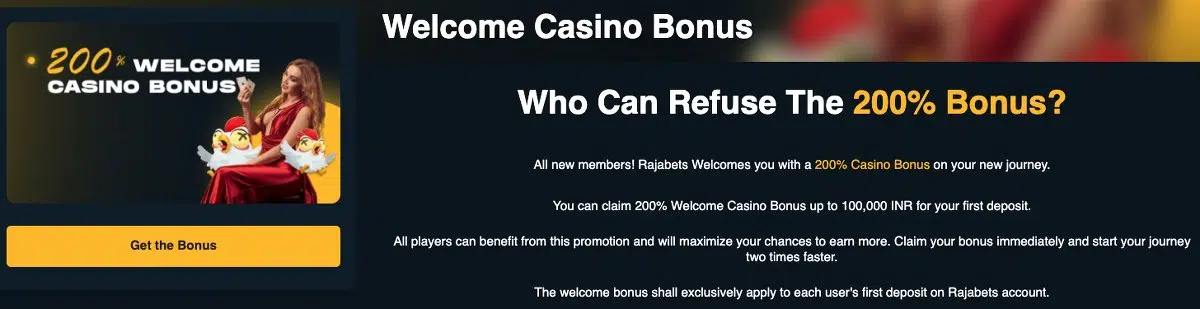rajabets casino bonus