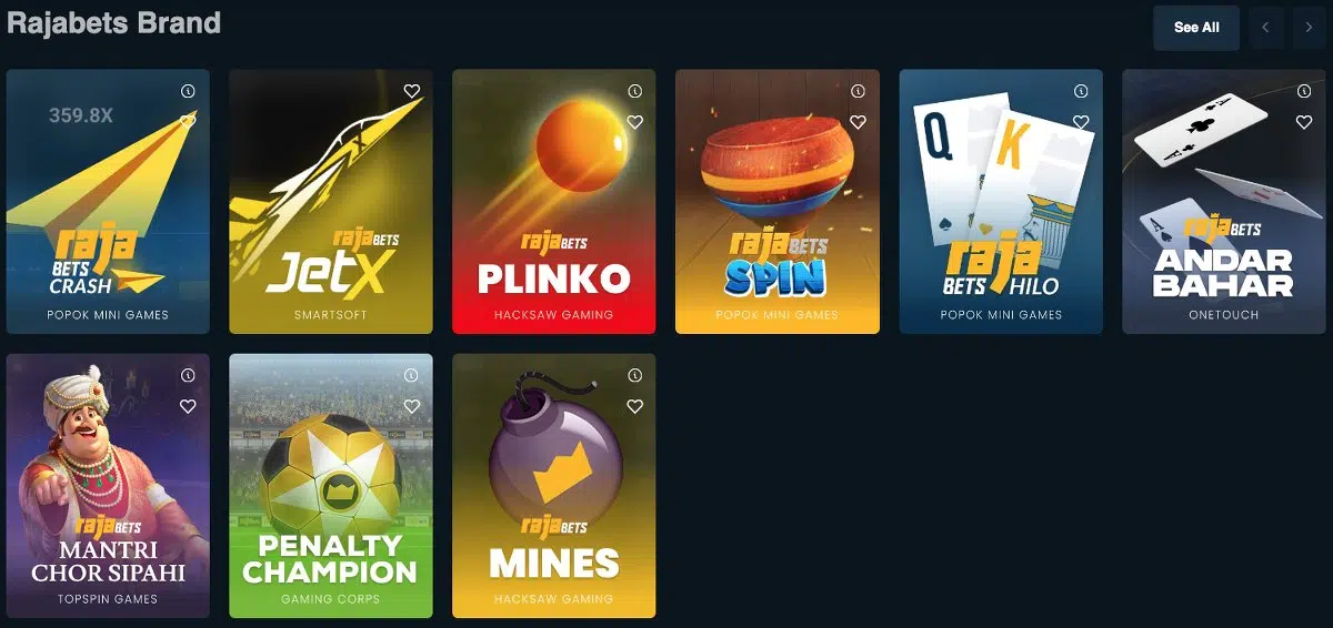 rajabets casino branded games