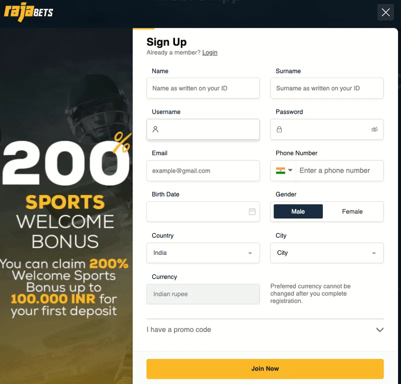 Rajabets Registration Before App Download